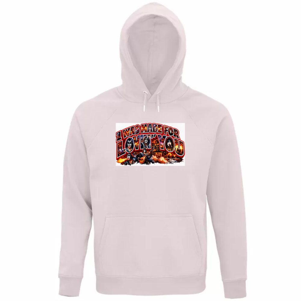 Felpa Organica Unisex Cappuccio linea i was made for lovin you 1A