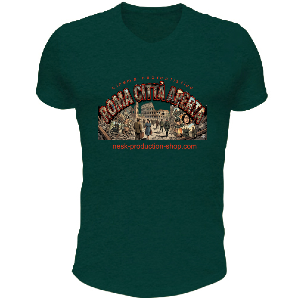 T-Shirt Unisex Scollo V linea roma città aperta
