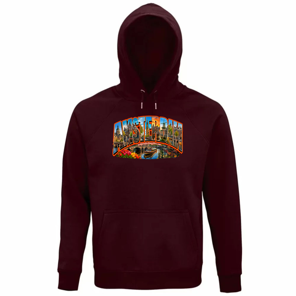 Felpa Organica Unisex Cappuccio linea amsterdam