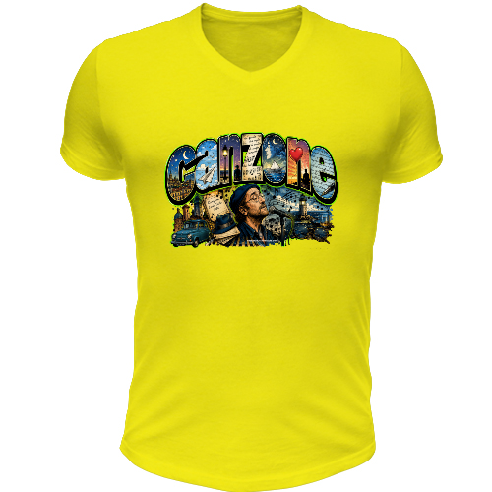 T-Shirt Unisex Scollo V linea Canzone Dalla