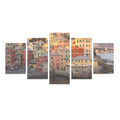 Canvas 5 Pannelli Medium Telaio Genova Boccadasse 5 pannelli