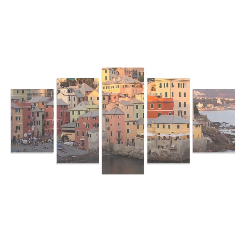 Canvas 5 Pannelli Medium Telaio Genova Boccadasse 5 pannelli