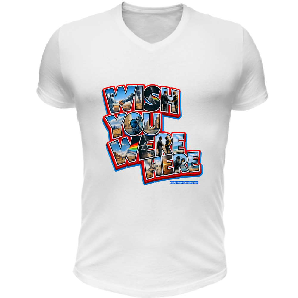 T-Shirt Unisex Scollo V linea wish you were here A