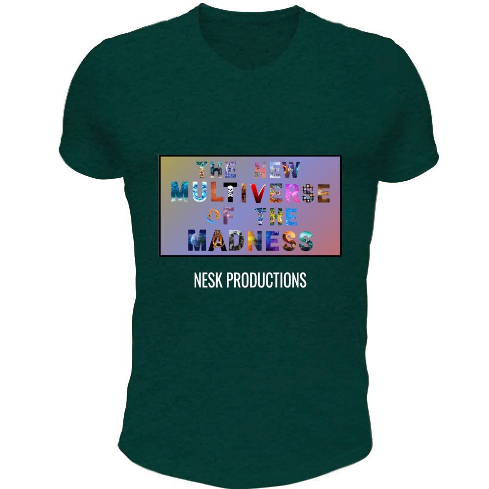 T-Shirt Unisex Scollo V T-Shirt del Multiverso con Sfondo a Colori