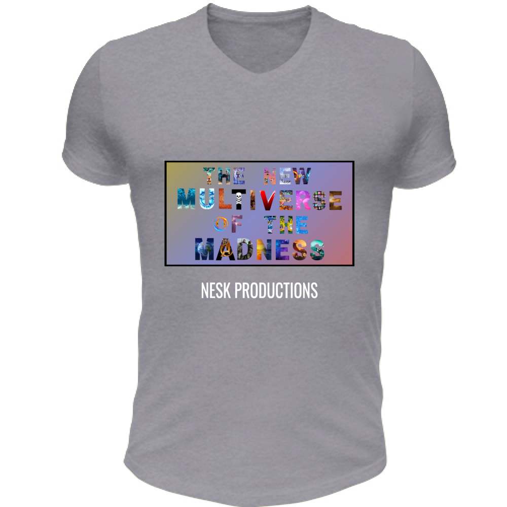 T-Shirt Unisex Scollo V T-Shirt del Multiverso con Sfondo a Colori