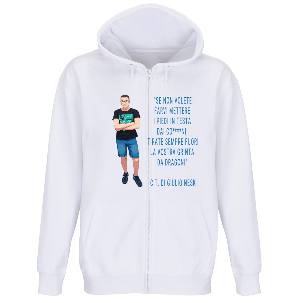 Felpa Premium Cappuccio Zip T-Shirt con una Frase Motivazionale