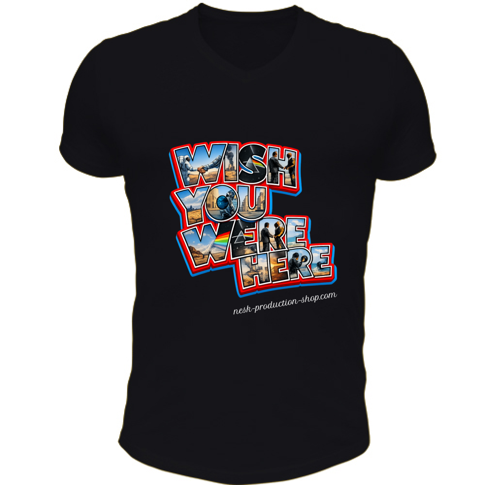 T-Shirt Unisex Scollo V linea wish you were here