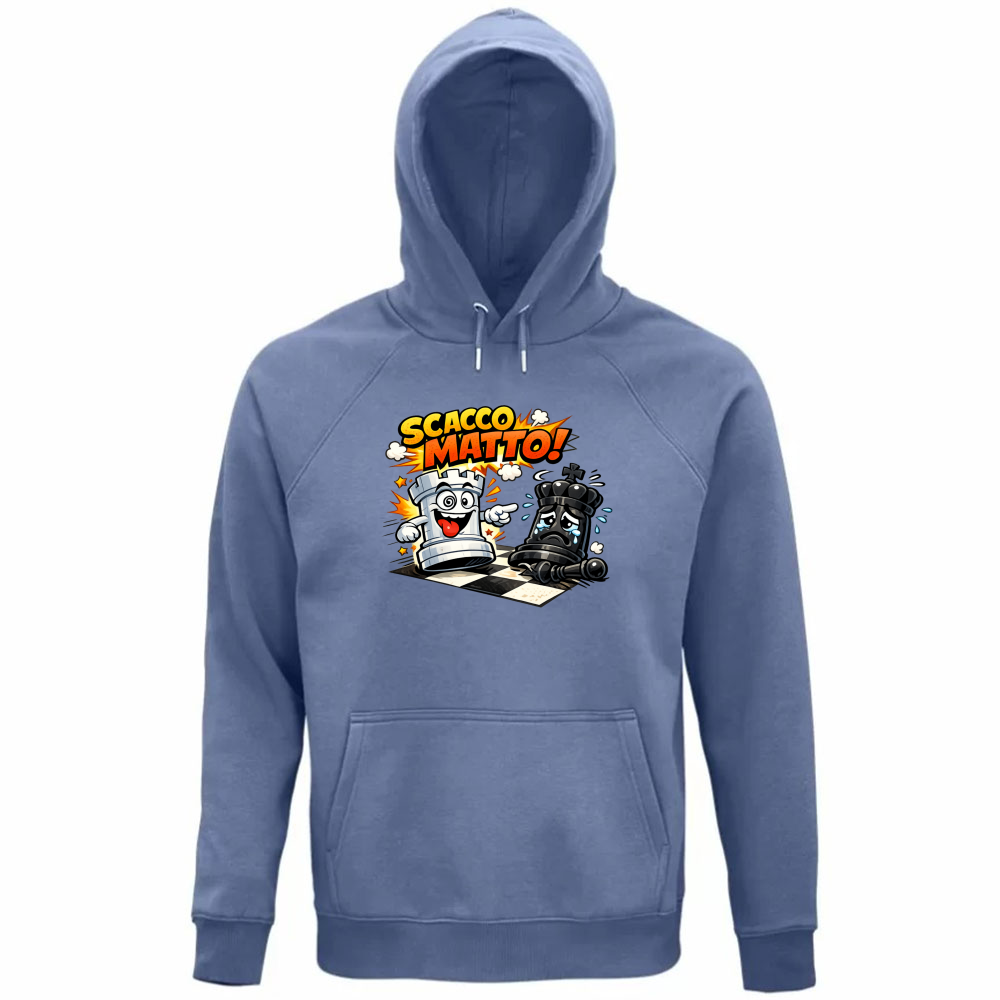 Felpa Organica Unisex Cappuccio Linea scaccomatto