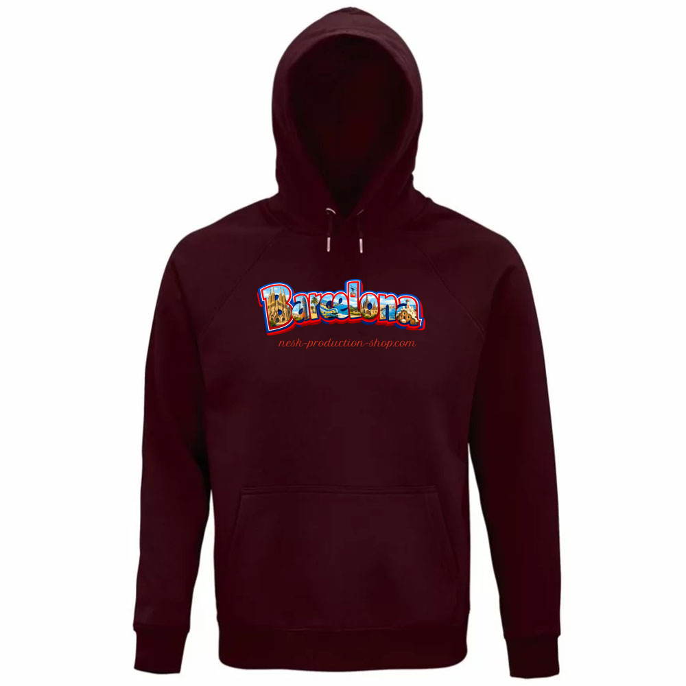 Felpa Organica Unisex Cappuccio linea Barcellona
