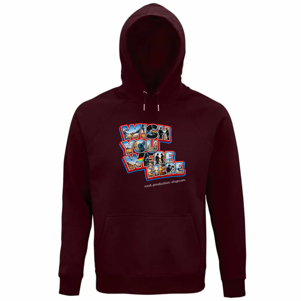Felpa Organica Unisex Cappuccio linea wish you were here