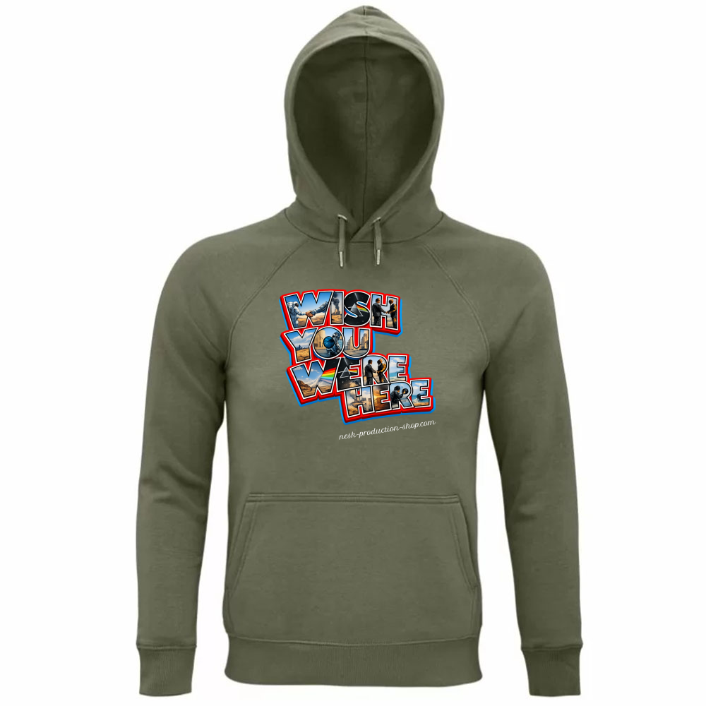 Felpa Organica Unisex Cappuccio linea wish you were here