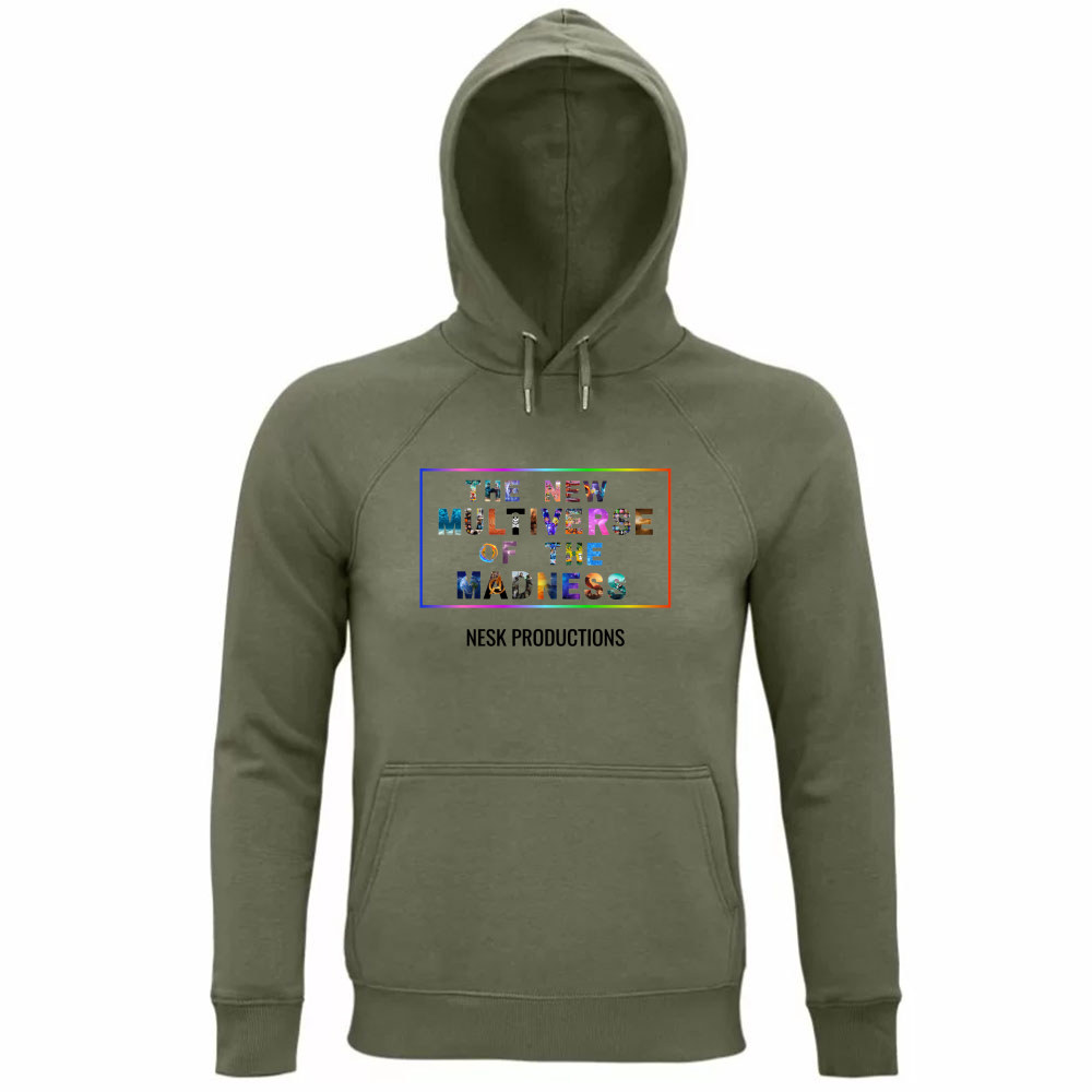 Felpa Organica Unisex Cappuccio T-Shirt of Multiverse a Sfondo Bianco