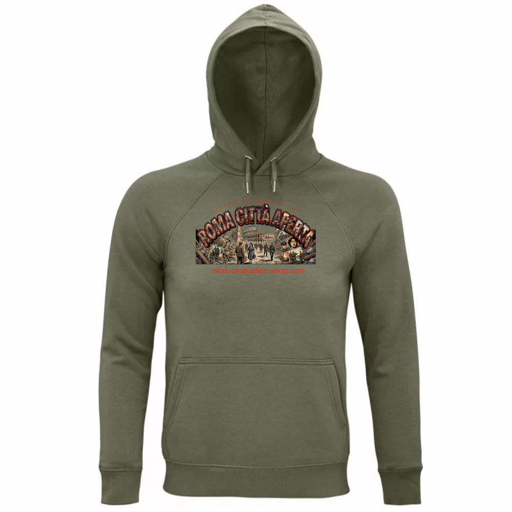 Felpa Organica Unisex Cappuccio linea roma città aperta