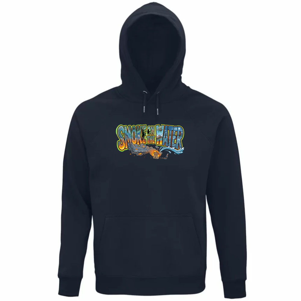 Felpa Organica Unisex Cappuccio linea smoke on the water A