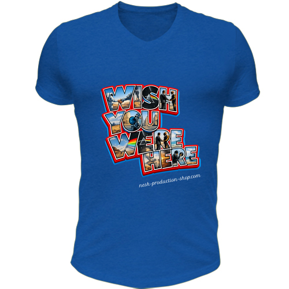 T-Shirt Unisex Scollo V linea wish you were here