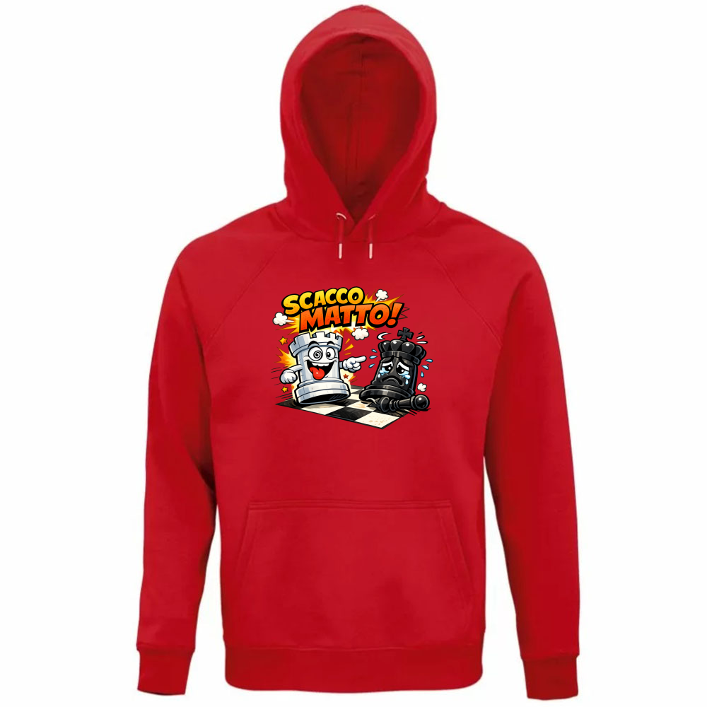 Felpa Organica Unisex Cappuccio Linea scaccomatto