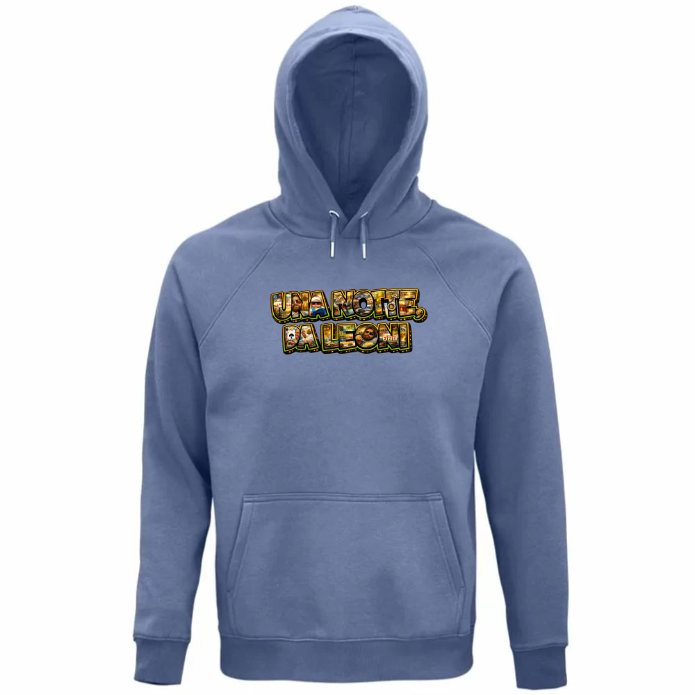 Felpa Organica Unisex Cappuccio Maglietta una Notte da Leoni
