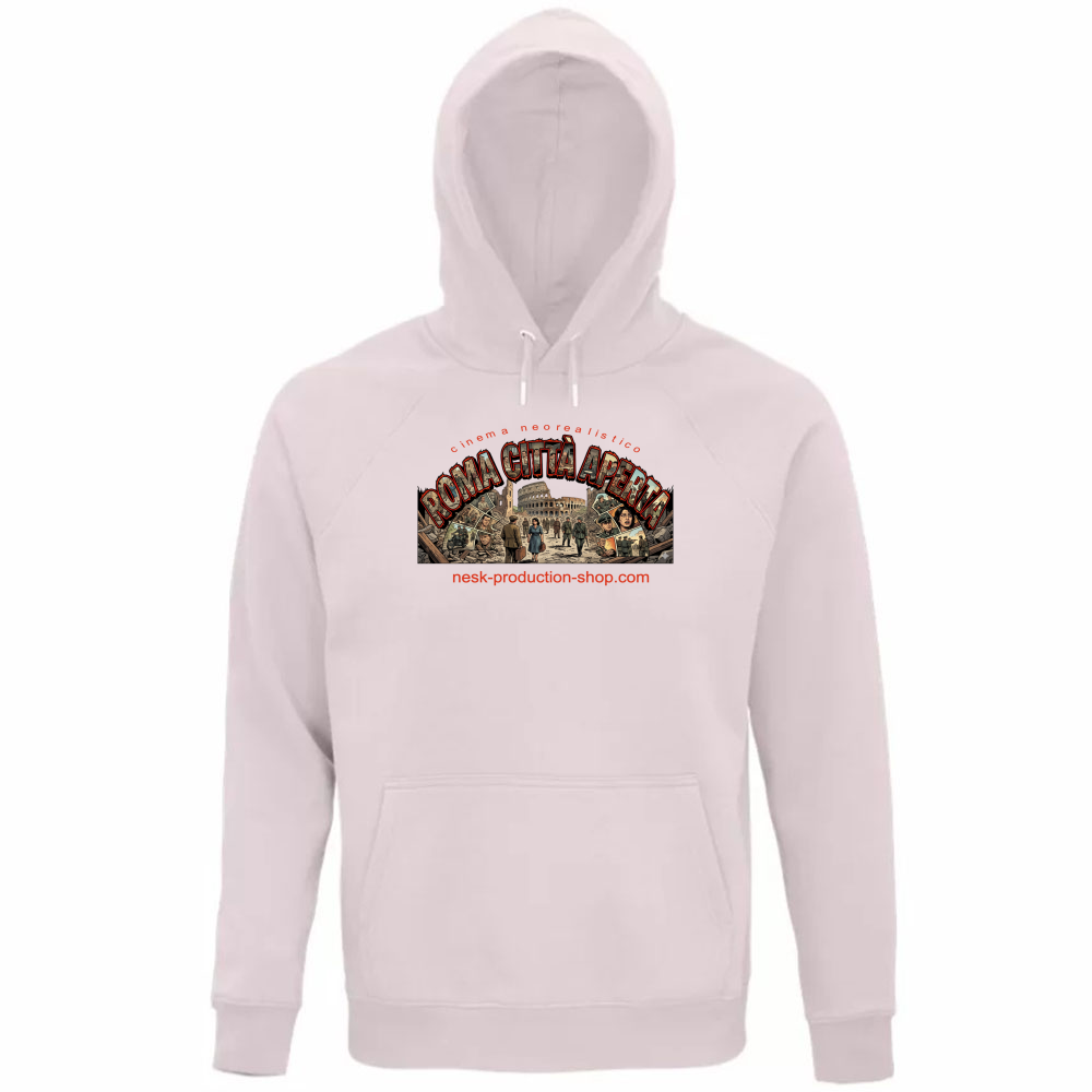 Felpa Organica Unisex Cappuccio linea roma città aperta