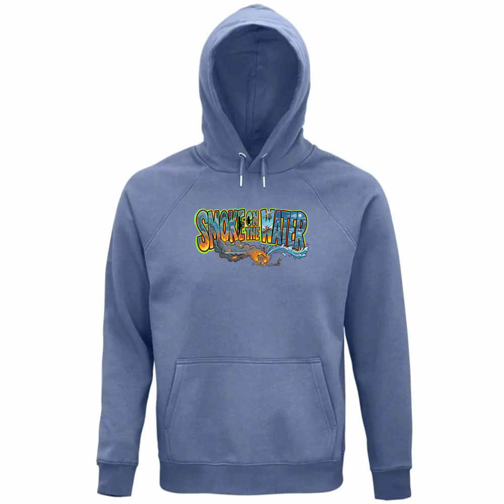 Felpa Organica Unisex Cappuccio linea smoke on the water A