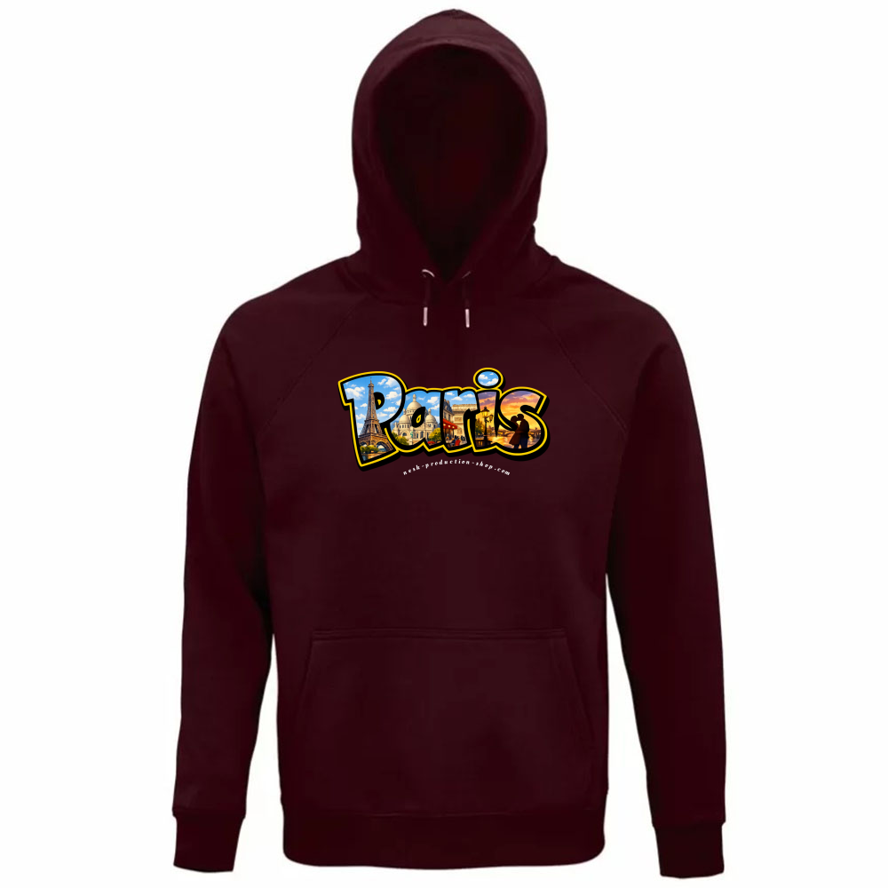 Felpa Organica Unisex Cappuccio linea paris
