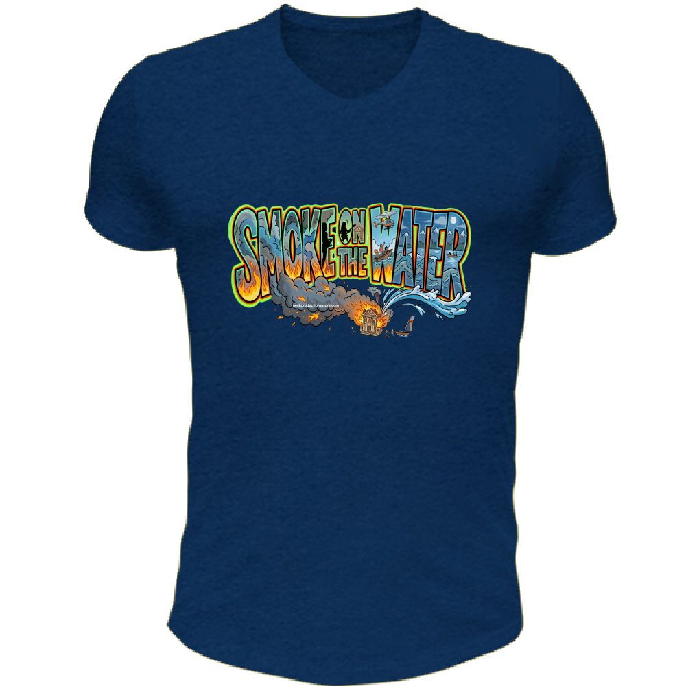 T-Shirt Unisex Scollo V linea smoke on the water A