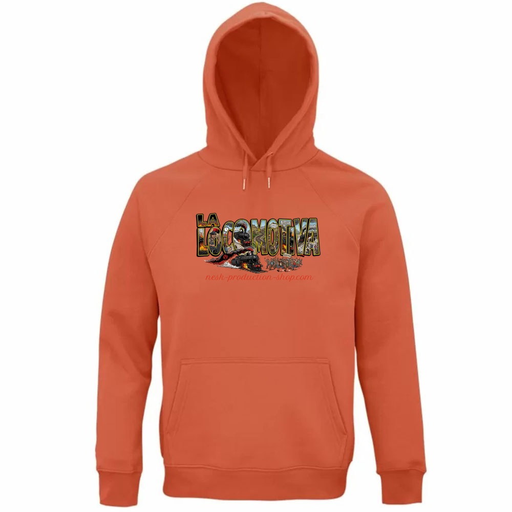 Felpa Organica Unisex Cappuccio linea la locomotiva