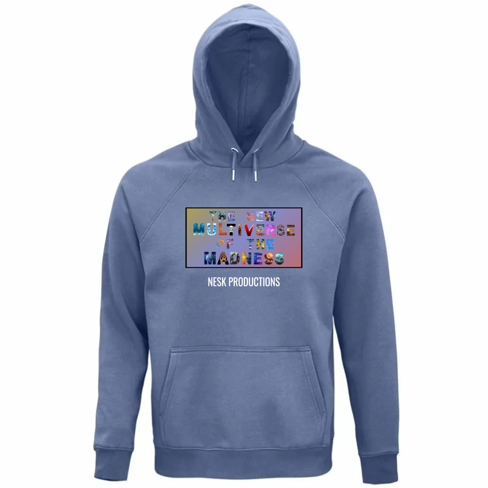 Felpa Organica Unisex Cappuccio T-Shirt del Multiverso con Sfondo a Colori