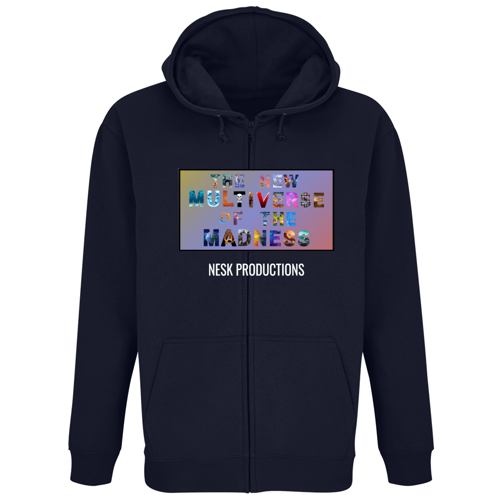 Felpa Premium Cappuccio Zip T-Shirt del Multiverso con Sfondo a Colori