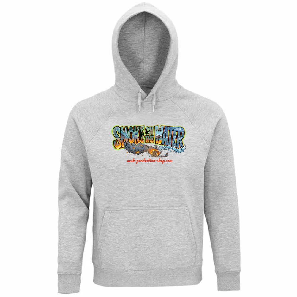 Felpa Organica Unisex Cappuccio linea smoke on the water
