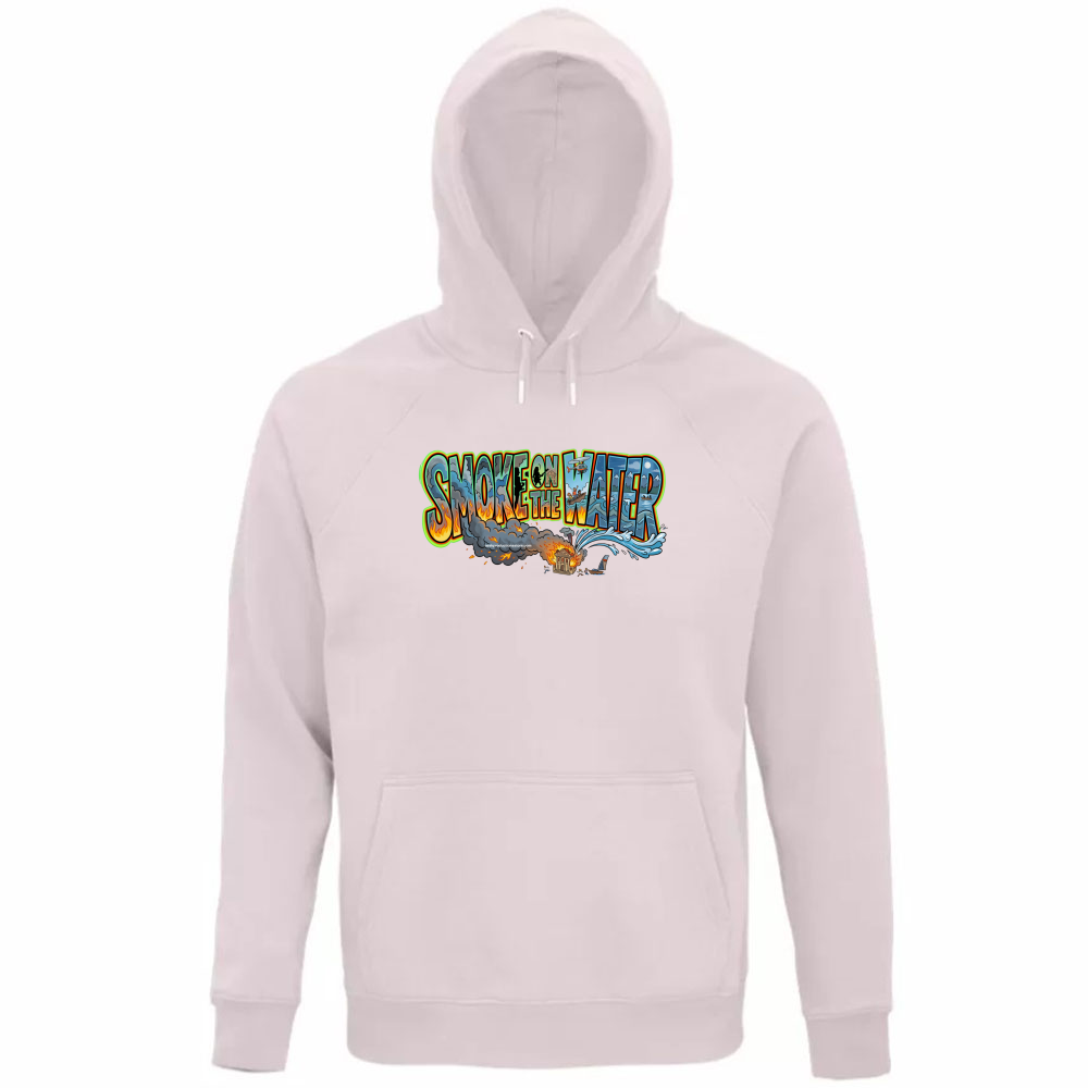 Felpa Organica Unisex Cappuccio linea smoke on the water A