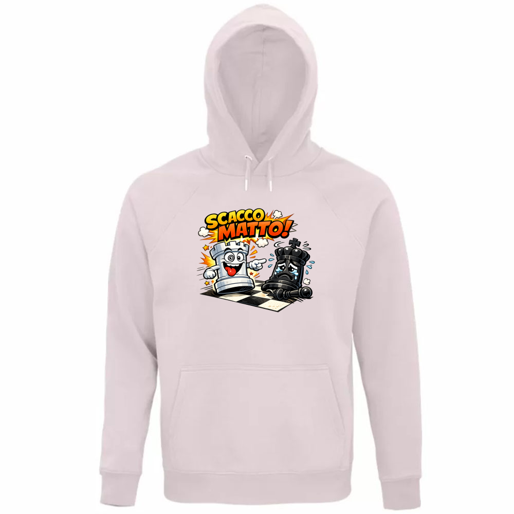 Felpa Organica Unisex Cappuccio Linea scaccomatto