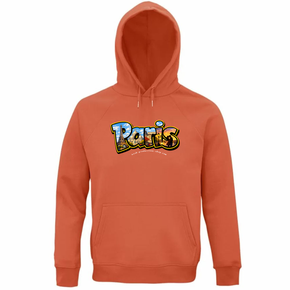 Felpa Organica Unisex Cappuccio linea paris