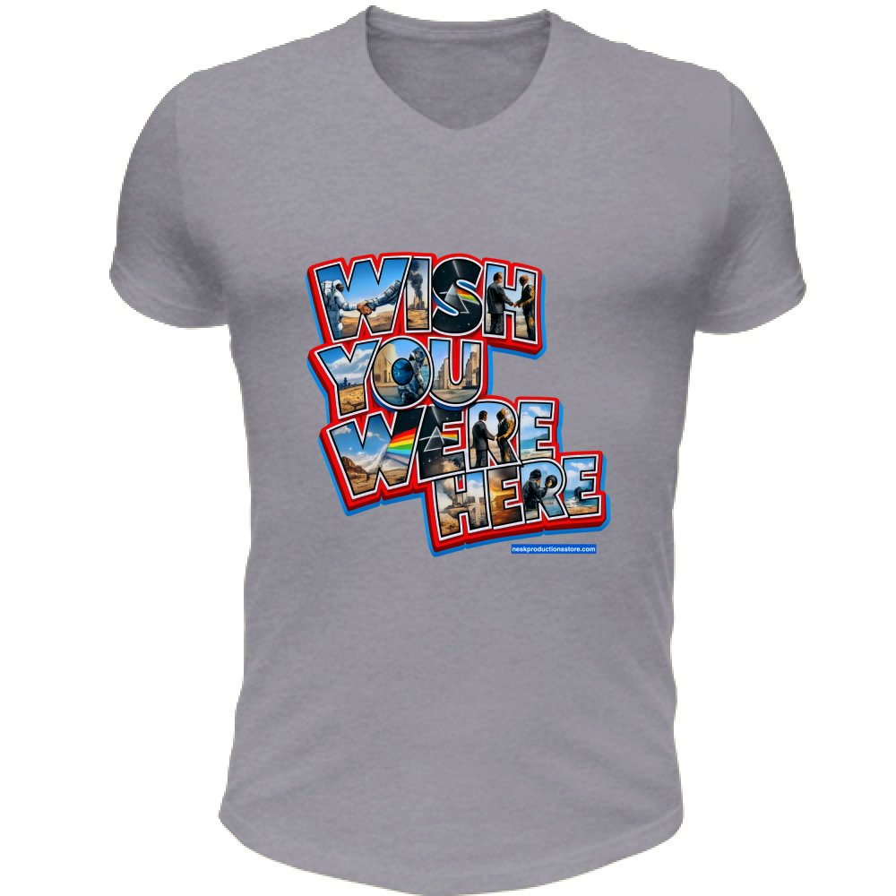 T-Shirt Unisex Scollo V linea wish you were here A