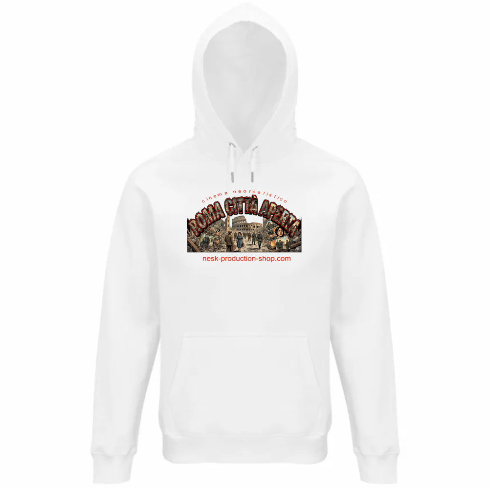 Felpa Organica Unisex Cappuccio linea roma città aperta