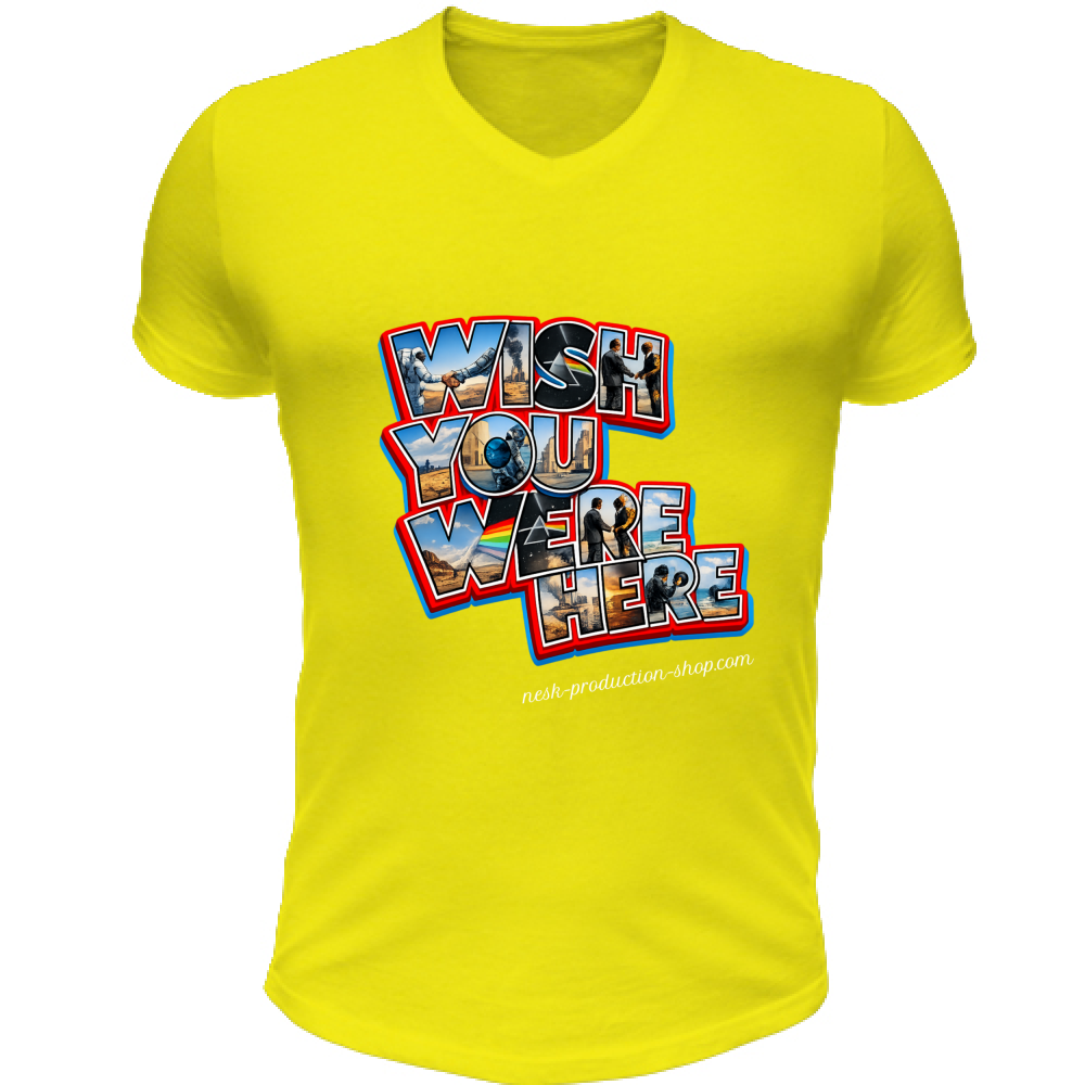 T-Shirt Unisex Scollo V linea wish you were here