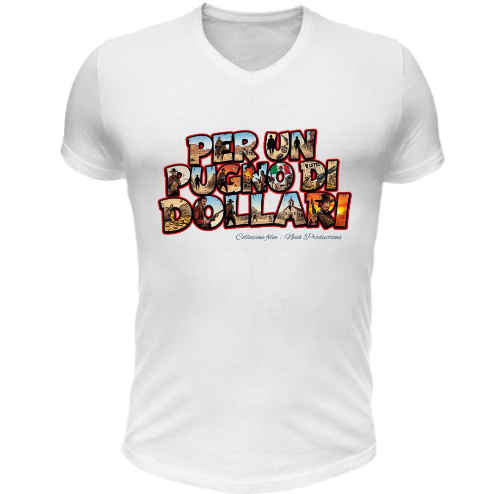 T-Shirt Unisex Scollo V Linea pugno di dollari