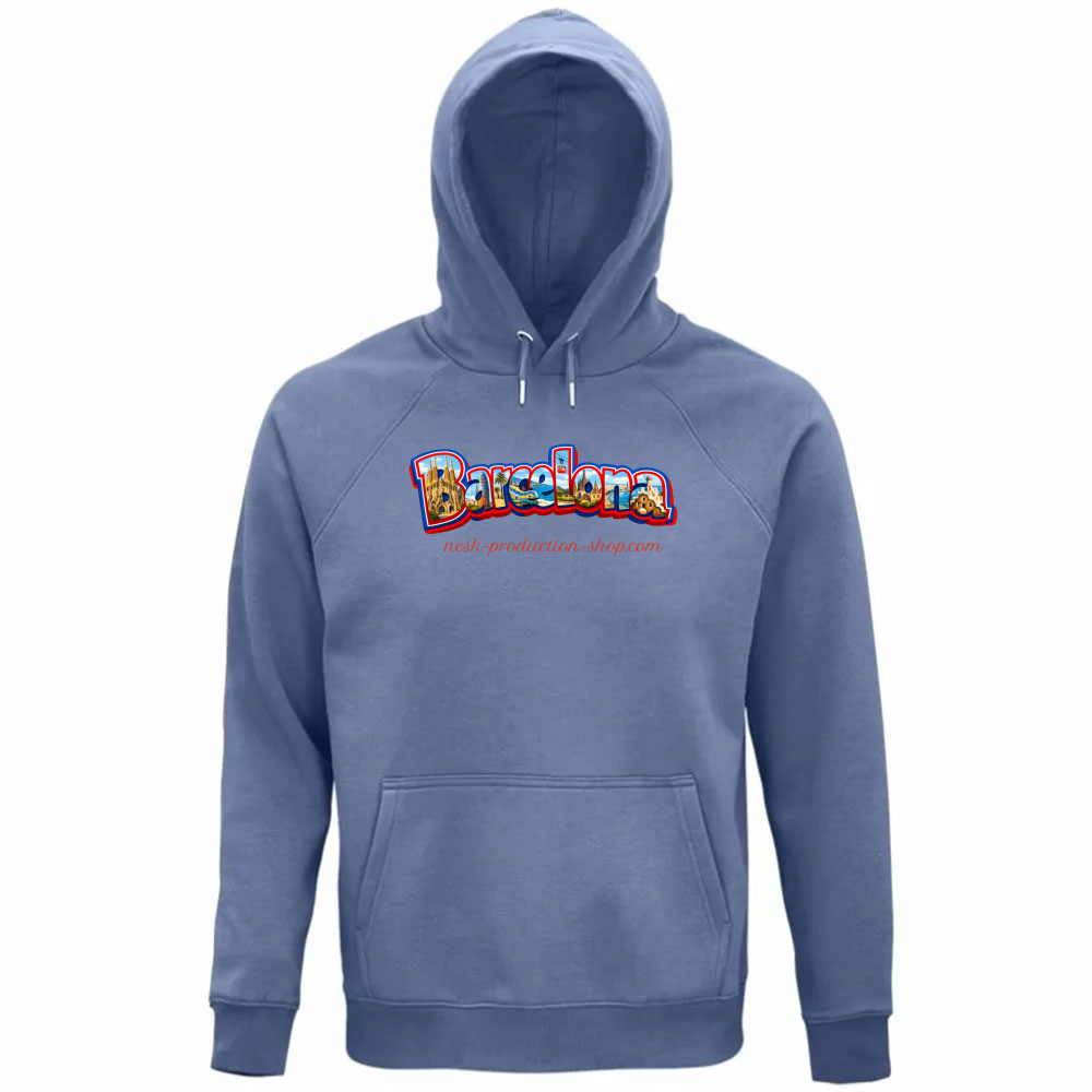 Felpa Organica Unisex Cappuccio linea Barcellona